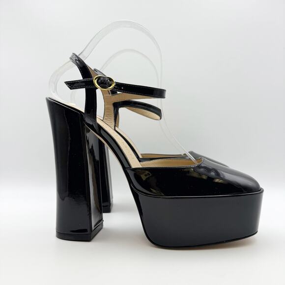 Stuart Weitzman Womens Skyhigh 145 Ankle Strap Pump US 9.5 Black Leather NWOB - Picture 2 of 10